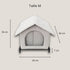 Abri pour chat extérieur en tissu blanc, taille M, avec dimensions indiquées 36 cm de largeur et de hauteur, surélevé de 7 cm pour isoler le chat du sol et de l’humidité.