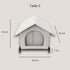 Abri pour chat extérieur en tissu blanc, taille S, avec dimensions indiquées 33 cm de largeur et de hauteur, surélevé de 7 cm pour protéger le chat de l’humidité.