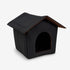 Cabane extérieure pour chat en tissu noir, abri isolant et protecteur pour l’extérieur.