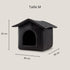 Cabane extérieure noire pour chat en tissu, taille M, dimensions 40 × 38 × 35 cm.