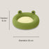 Coussin chat cocooning en polaire verte avec design grenouille, présenté de face avec ses dimensions 50 cm de diamètre et 8 cm de hauteur.