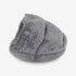 Coussin chauffant gris pour chat en vue de profil, forme fermée et rembourrage épais pour un confort maximal.