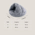 Guide des tailles du coussin chauffant gris pour chat, avec visuel du couchage et tableau des dimensions S et M.