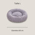 Coupe du coussin rond pour chat en taille L, diamètre 60 cm, en tissu duveteux gris lavande.