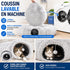 Détails de la tanière pour chat en peluche avec coussin lavable, double entrée, tunnel moelleux et entretien facile en machine