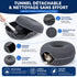 Infographie d’un couchage donut pour chat gris avec tunnel détachable, fermeture zippée et tissu feutré lavable pour un entretien facile.