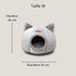 Schéma des dimensions de la grotte pour chat grise (taille M) : hauteur 36 cm, diamètre 36 cm.