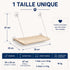 Dimensions du hamac de fenêtre pour chat beige avec couchage de 55 × 35 cm, hauteur totale de 67 cm, recommandé jusqu'à 8 kg et supportant 18 kg.