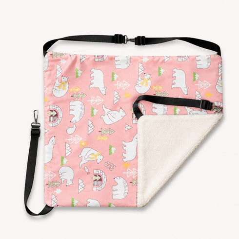 Hamac suspendu pour chat en tissu rose à motifs avec doublure polaire blanche, idéal pour un couchage doux et chaleureux.