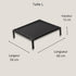 Dimensions du lit pour chat sur pied taille L avec structure surélevée, longueur 60 cm, largeur 50 cm et hauteur 12 cm.