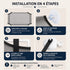 Guide d’installation en 4 étapes pour lit en hauteur pour chat avec housse, tubes, sangles et ventouses de fixation.