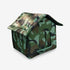 Maison pour chat extérieur hiver camouflage, vue studio, isolation renforcée et toit imperméable.