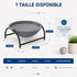 Guide des dimensions du panier design pour chat sur support métallique noir, taille M de 44 x 44 x 23 cm pour chats jusqu’à 5,5 kg.