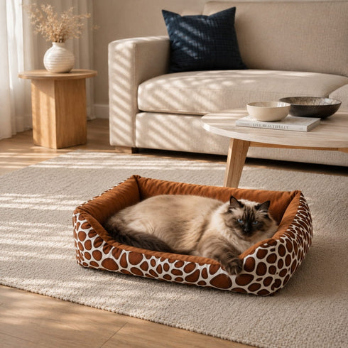 Gros plan sur linterieur en peluche blanche dun panier ferme pour chat, mettant en avant la douceur et le confort du couchage
