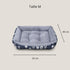 Panier chaud pour chat taille M bleu avec coussin épais, dimensions 50 x 40 cm indiquées pour visualiser l’encombrement.