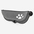 Panier pour chat en hauteur gris avec fixation par ventouses et découpe en forme de patte pour installation sur fenêtre.