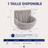 Dimensions visibles sur l’image du panier radiateur pour chat en peluche grise, couchage suspendu de 46 x 39 x 26 cm recommandé jusqu’à 6 kg.