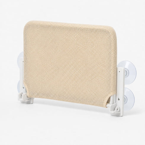 Perchoir pliable pour chat de fenêtre en maille beige avec système à ventouses, pensé pour un gain de place pratique et discret.