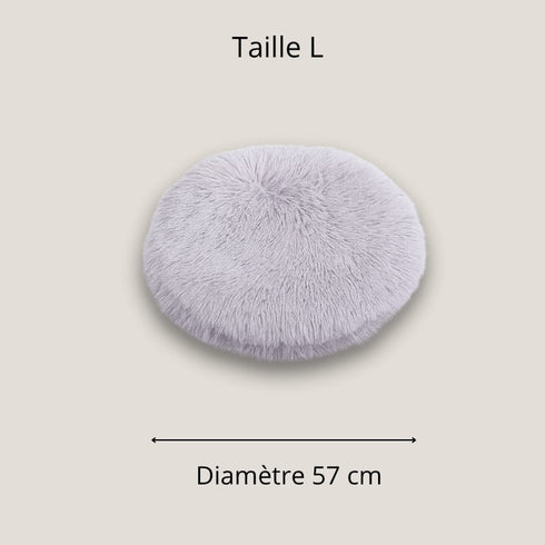 Visuel taille L du tapis apaisant pour chat : diamètre 57 cm, présenté en photo studio sur fond neutre