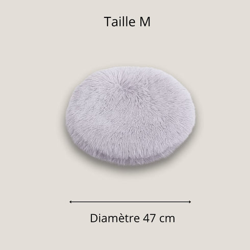 Visuel taille M du tapis apaisant pour chat : diamètre 47 cm, présenté en photo studio sur fond neutre.