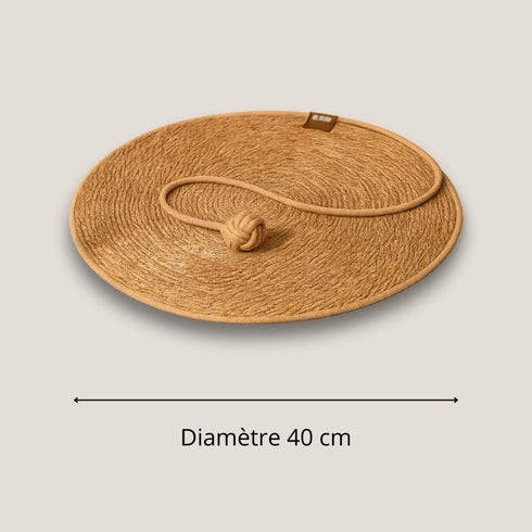 Schéma des dimensions du tapis griffoir rond en jute beige (diamètre 40 cm) pour chat